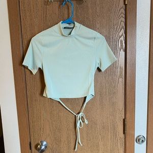 🍉 SHEIN Tied Open Back Mint Green Tee